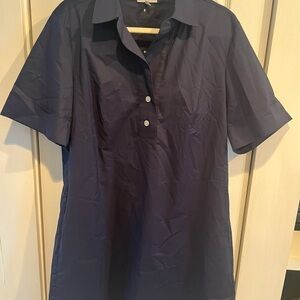 Hinson Wu Aileen Navy Short Sleeve Stretch Cotton Dress Sz Large